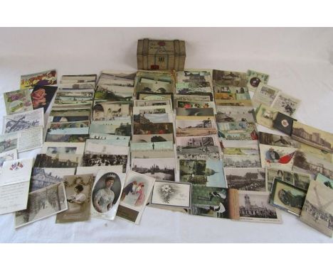 W&amp;R Jacob tin containing a selection of hand written postcards dating from 1911