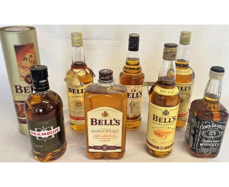 6 Bell's whisky, including Bell's Extra Special Old Scotch Whisky Aged 8 Years and a 70cl Drambuie and a 70cl Jack Daniels