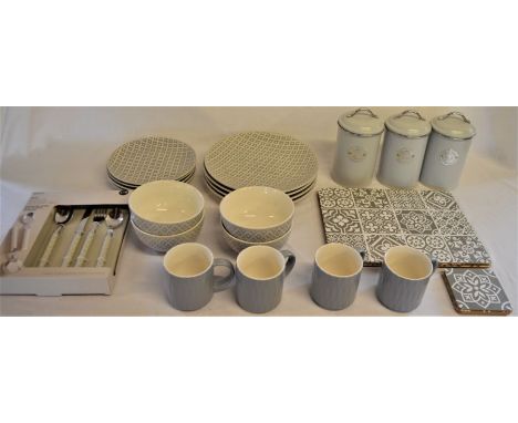Selection of Next kitchenware, including cutlery, plates, bowls, placemats, mugs etc