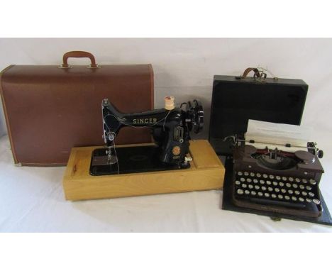 Singer 99k sewing machine and Royal wood effect typewriter