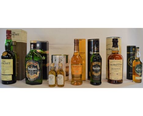 Glen Ord 12-year-old Highland Malt Whisky&nbsp;20cl with tube, The Glenlivet Single Malt Scotch Whisky 12 Years 700ml with fa