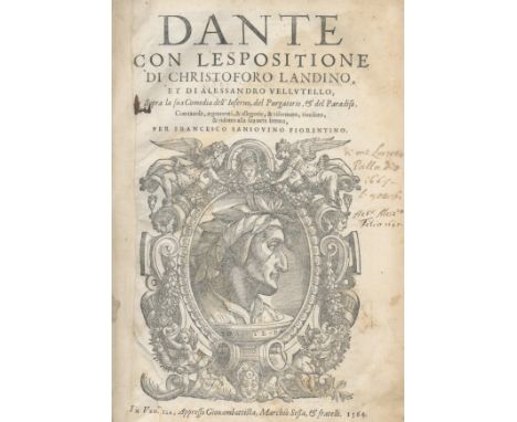 DANTE ALIGHIERI[Divina Commedia],  commentary by Christoforo Landino and Alessandro Vellutello, edited by Francesco Sansovino