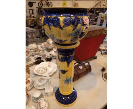 Large ceramic glazed jardiniere and pedestal 