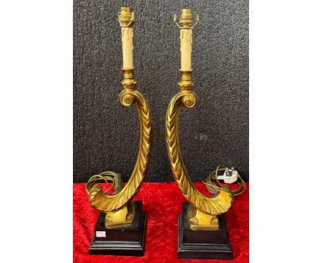 A pair of Thomas Blakemore gilt quill table lamps 