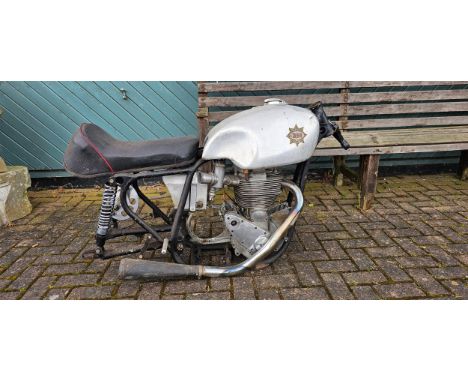 c.1955 BSA Gold Star scrambles project. The frame has had the number removed when drilled to lighten it, the engine has had t