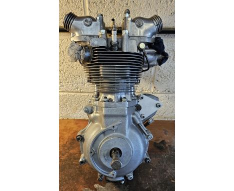 A Triumph 500cc engine, number 5T 58374, close finned, all alloy, with big bearing bottom end, standard bore with new liners 