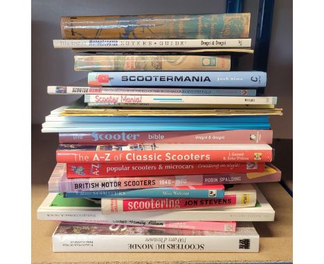 A collection of scooter related hardback and paperback books, to include Jon Stevens 'Scootering' Josh Sims 'Scootermania' Dr