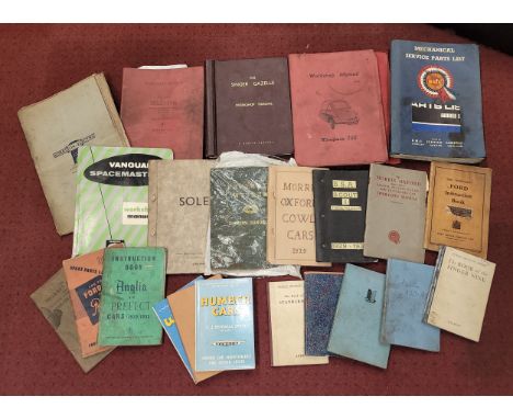 A large collection of mid 20th century motor car related maintenance books, owners manuals, workshop manuals, instruction man