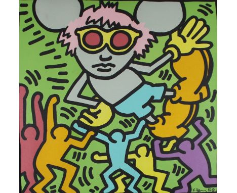 Haring, Keith (Kutztown 1958 - 1990 New York), nach,"Andy Mouse", Serigrafie auf Papier, im Druck signiert und datiert K. Har
