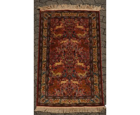 Seiden-Tier-Ghom, Kaschmir, 1.52 x 0.93 m