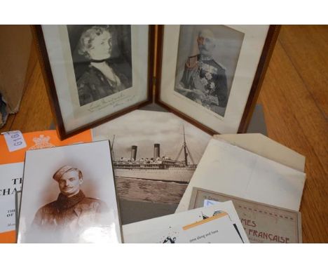 A group of ephemera including 1950's/60's party invitations, an Edwardian portrait photograph of an army officer, a 1959 Muir
