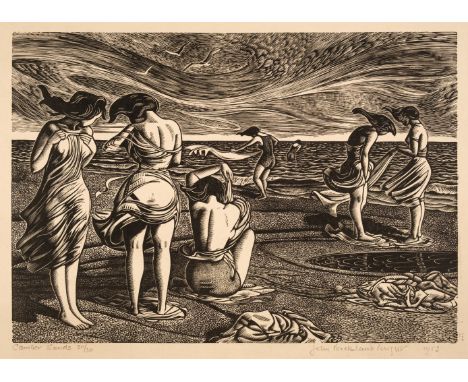 AR*Buckland Wright (John, 1897-1954). Camber Sands, 1953, wood engraving on wove paper, one of 30 editioned impressions, sign