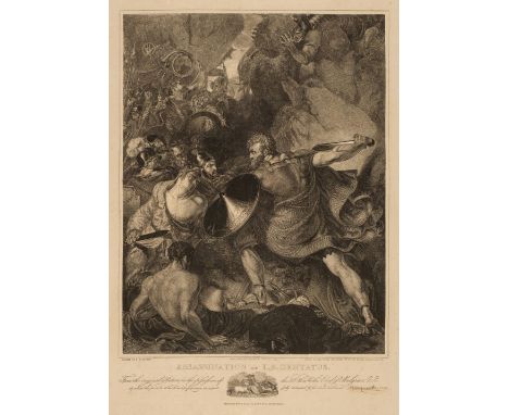 * Harvey (William, 1796-1866). Assassination of L. S. Dentatus after Benjamin Robert Haydon, 1821, wood-engraving on seven-pi