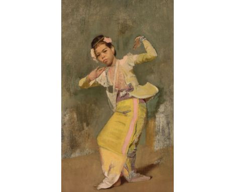 AR  * Kelly (Gerald Festus, 1879-1972). Burmese Dancer, oil on canvas, study of a Burmese dancing girl in a yellow costume (a