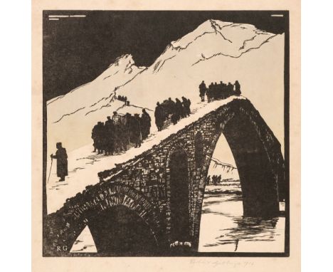 AR  * Gibbings (Robert, 1889-1958). The Retreat from Serbia, 1916, woodcut printed in colours, on wove paper, signed and date