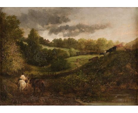 * Hancock (Charles, 1802-1877). In the Meadows on Tyes Farm [and] North Lands, Staplefields, Sussex, 12 April 1876, oil on bo