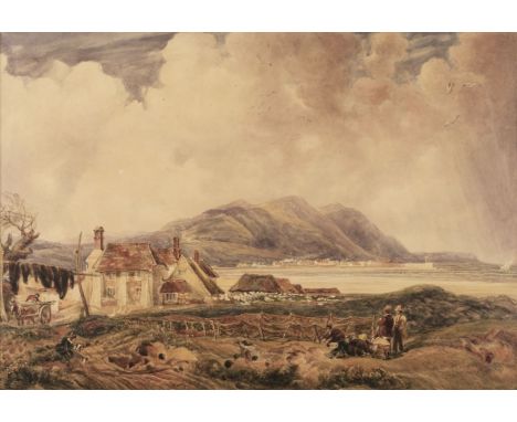 * Circle of Peter De Wint (1784-1849). Cornfield, Ivinghoe, Buckinghamshire, watercolour on laid paper, depicting figures har