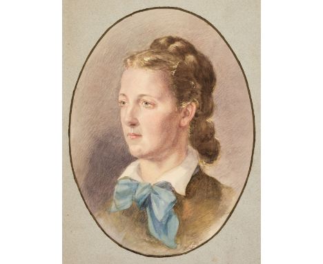 * Manner of John Everett Millais (1829-1896). Portrait of Effie Gray James née Millais, 1875, watercolour on wove paper, laid