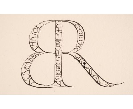 * Gill (Eric, 1882-1940). Monogram for Betty Rothenstein, 1921, black ink on pale cream wove paper, manuscript monogram with 