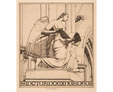 * Austen (Robert Sargent, 1895-1973). The Angel of Saint Matthew, Orvieto, 1924, etching on buff laid paper, signed in pencil