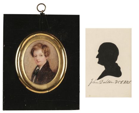 * Silhouette Portraits. Silhouette portrait of John Dalton (1766-1844), circa 1820, left-facing profile, inscribed 'John Dalt