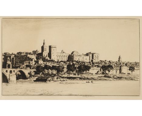 * Anderson (Stanley, 1884-1966). Avignon, from the Rhône, 1926, etching with drypoint on wove paper, a fine impression, signe