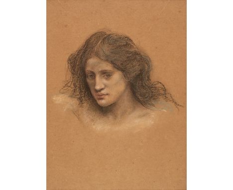 * De Morgan (Evelyn, 1855-1919). Preparatory study of a female head, circa 1914, coloured chalks and pastel on buff paper, he