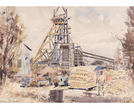 * Sihlali (Durant Basi, 1935-2004). No 5 Shaft - Durban Deep, 1975, watercolour on paper, signed and dated lower right, mount