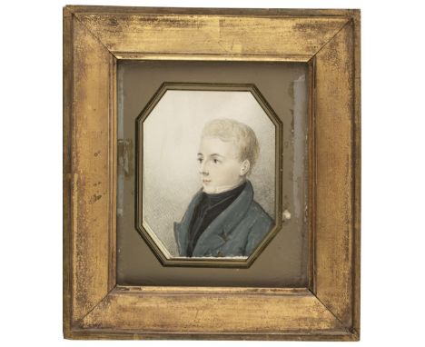 * English School. Portrait of Edward Cock, 21 Jan 1822, watercolour with traces of pencil, and gouache, head and shoulders po