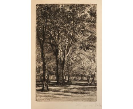 * Haden (Seymour, 1818-1910). Kensington Gardens II (Large Plate), 1859, etching with drypoint, printing with selectively wip