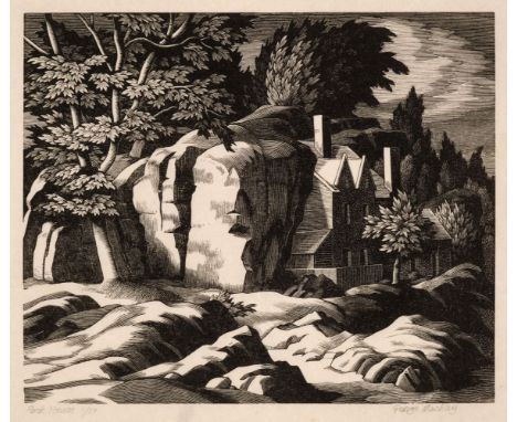 * Mackley (George, 1900-1983). Rock House, wood engraving on thin japan paper, from the published edition of fifty impression