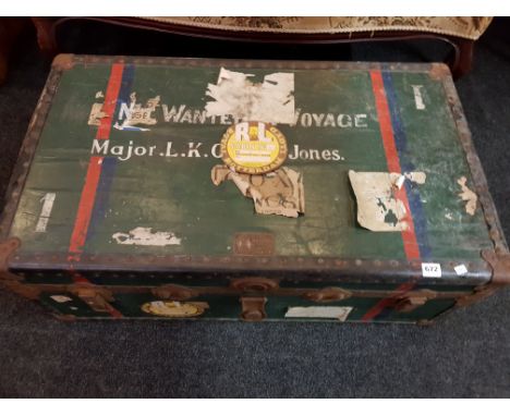 OLD STEAMER TRUNK WITH LABELS