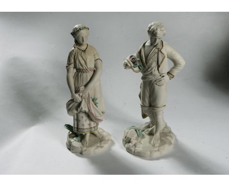 PAIR OF ROYAL WORCESTER FIGURES IMPRESSED MARKS CIRCA 1880 