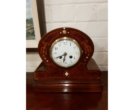 EDWARDIAN INLAID MANTLE CLOCK 