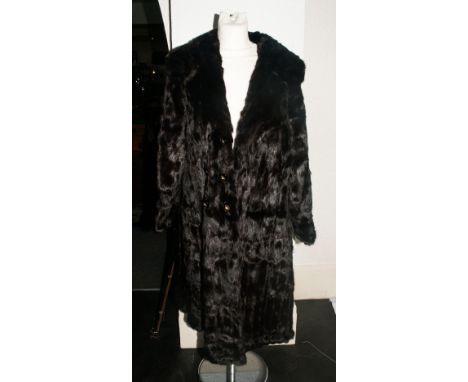 Ladies Full Length Dark Brown Ermine Coat, fully lined, slit pockets,. button front. 