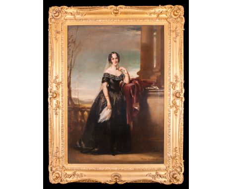 Daniel Macnee 1806 - 1882 19th Century Portrait of The Young Aristocratic Lady Elsie Ann Lochart, Full Length In a Black Dres