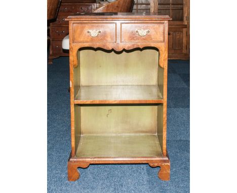 Early 20thC Small Walnut Bookcase, 2 Drawers Above A Single Shelf, Raised On Bracket Feet, Height 30 Inches, 18x10 Inches Dee