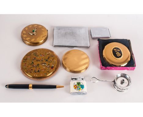 Four Various Powder Compacts including a boxed Kigu, an Art Deco chromed cigarette case and small card case, similar, an 'Ire