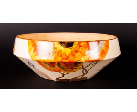 Clarice Cliff Hand Painted Art Deco Bowl ' Rhodanthe ' Design. c.1934. Bizarre Range. 3 Inches High & 7.5 Inches Diameter. 