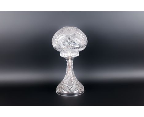 1930's Elegant Cut Crystal Table Lamp of Good Quality and Condition. It Stands 14 Inches High. 