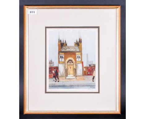 Harold Riley Pupil Of Lowry Pencil Signed By The Artist Limited & Numbered Edition Colour Print, Titled 'Yellow Door' Number 