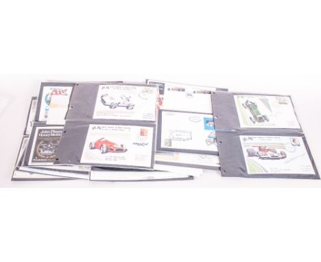 Large Collection of Themed Stamped Motor Racing Commemorative Covers. Some signed eg Taso Mathieson, Manual Fangio, Duke of H