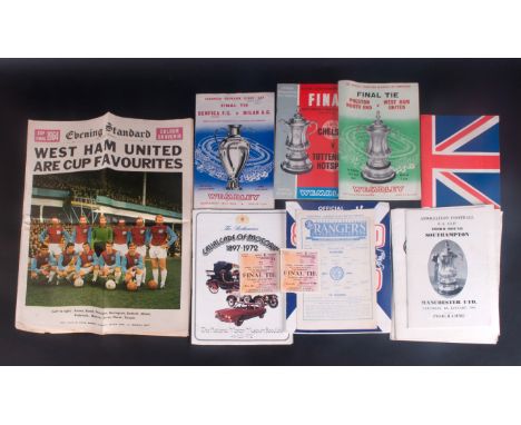 Football Interest 10 Football Programmes To Include 1964 Cup Final Preston v West Ham With Ticket Stubs & Evening Standard Co