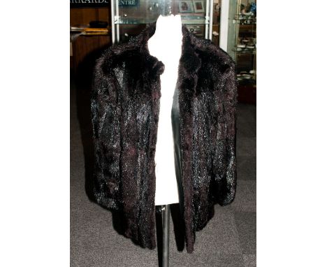 Ladies Dark Brown Three Quarter LEngth Mink Coat, fully lined , slit pockets. Collar with revers