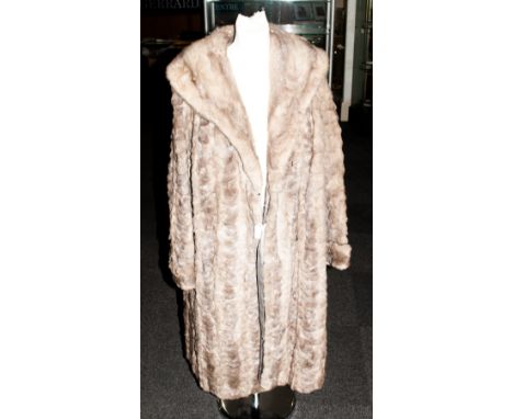 Ladies Full Length Platinum Mink Coat, fully lined. slit pockets, hook & loop fastening. 
