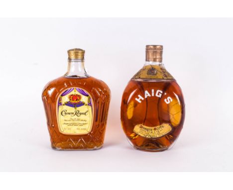 Vintage Sealed Bottles Of Whiskey 2 in total. 1. Haigs Old Blended Scotch Whiskey, 70% proof, 2. Crown Royal Five Deluxe Cana