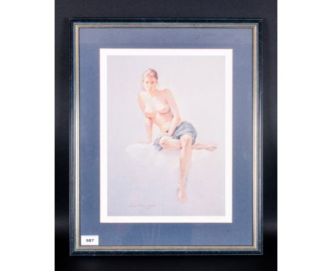 Luisa Dominguez Pencil Signed Limited Edition Colour Print, Nude Study signed by artist lower right. 232/850. 10x13.5'' Mount