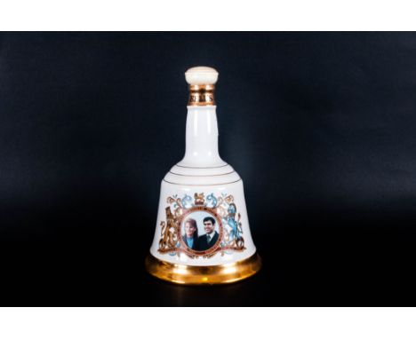 Wades Bells Scotch Whiskey Sealed & Intact Commemorative Porcelain Decanter for the marriage of Prince Andrew & Sarah Ferguso