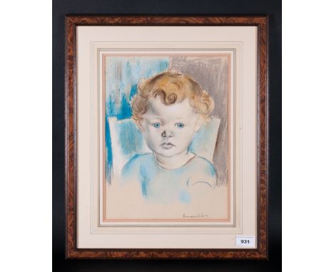 Emmanuel Levy (D.1986) Manchester Artist Pastel & Watercolour, Portrait Of A Young Baby with curly lock,  signed size, 13x9.7