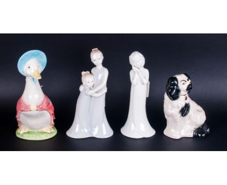 A Small Collection of Ceramic Figures ( 4 ) In Total. 1. Royal Worcester Figurine Sweet Dreams, Height 7.5 Inches. 2. Border 